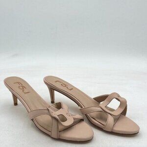FSJ Nude Women Cute Slip On Mules Summer Open Toe Kitten Low Heel Sandal Ladies
